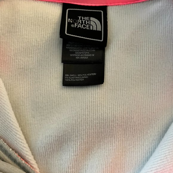 The Northface track jacket size XL 18 girls silver/gray and coral trim - Picture 2 of 4